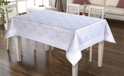 Скатертина Tropik Home серія NEOCOTTON розміром 160*220 см з бавовни та поліестеру однотонна білого кольору