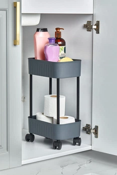 Этажерка VIOLET HOUSE 6021 Honeycomb GREY для ванной комнаты, 2-х ярусная, серая