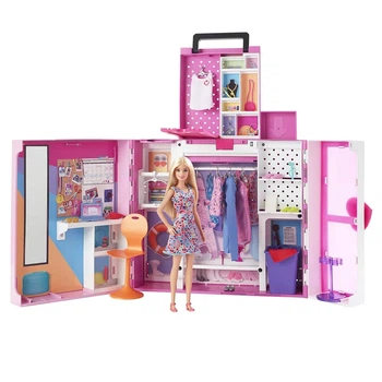 Набір Barbie Fashionistas Dream Closet / Барбі Двоповерхова шафа Мрії з лялькою та одягом HGX57