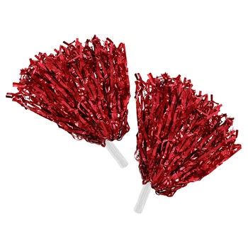 Помпоны нитевидные блестящие для чирлидинга и танцев с ручками Zelart Pom-Poms C-0828 цвет красный