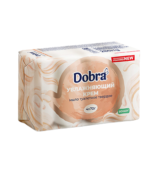 Мило туалетне тверде Зволожуючий крем Dobra екопак 4*70 г. 4154