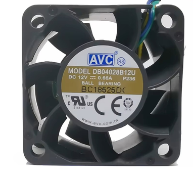 Вентилятор для корпусу 1U AVC 40х40х28мм (DB04028B12U) 4 wire Б/В
