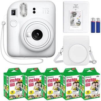Набір Fujifilm INSTAX Mini 12 Clay White біла фотокамера миттєвого друку / картриджі 50 фото / чохол / альбом 64 фото Білий