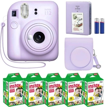 Набор Fujifilm INSTAX Mini 12 Lilac Purple фиолетовая фотокамера мгновенной печати / картриджи 50 фото / чехол / альбом 64 фото Фиолетовый