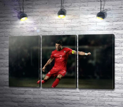 Модульная картина Капитан португальской сборной – Криштиану Роналду (Cristiano Ronaldo) 60x34 см Модуль №2 (003257)