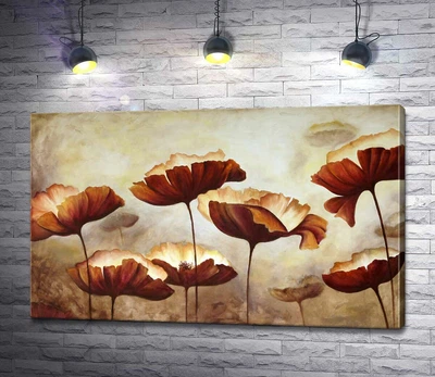 Картина Маки в коричневих тонах 60x37 см Модуль №1 (000535)