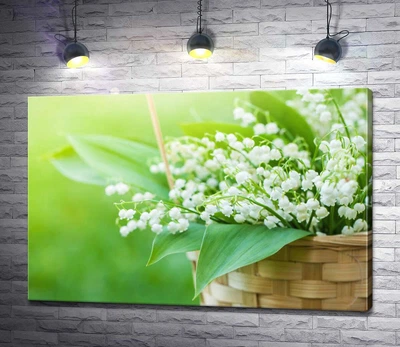 Картина Корзинка свежих весенних ландышей 60x40 см Модуль №1 (004538)
