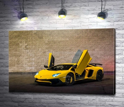 Картина Жовтий автомобіль Lamborghini Aventador 60x39 см Модуль №1 (004363)
