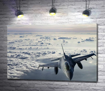 Картина Самолет F-16 Falcon в небе 100x67 см Модуль №1 (004730)