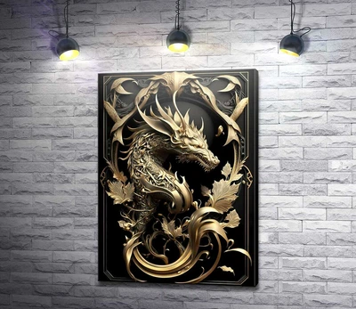 Картина Металлизировання скульптура дракона 43x60 см Модуль №1 (005491)