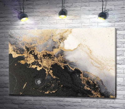 Картина Мраморно-золотистая абстракция 60x40 см Модуль №1 (005306)