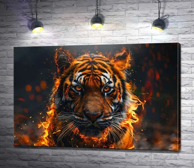 Картина Огненный тигр 60x40 см Модуль №1 (005521)