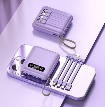 Павербанк PowerBank із шнурами та ліхтарем 20000mAh Ma-3012 |10W| пурпуровий