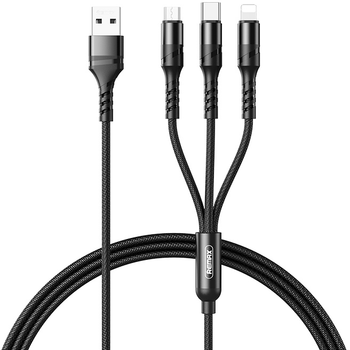 Кабель Remax Speed Series 3в1 USB to Type-C/Lightning/Micro-USB Black (RC-186TH)
