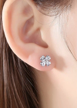 Женские серьги Diamond Flower (1572-01) Серебряный - No Brand