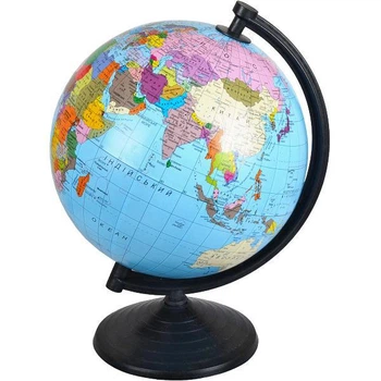 Пластиковый политический глобус диаметр 260 мм в картонной упаковке украинский на подставке