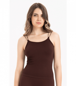 Женская бесшовная майка на тонких бретельках Formeasy - Formeasy - 9012 - M/L - Kahverengi/Brown