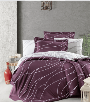 Комплект постельного белья Satin Cotton First Choice - First Choice - S-491 MESİ ROSE - Сем. - Бордовый