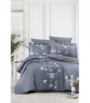 Комплект постільної білизни Satin Cotton First Choice - First Choice - S-481 EVAN INDİGO - Полуторний - Синій