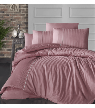 Комплект постельного белья Deluxe Satin First Choice - First Choice - DLX-216 MODALİFE CORAL - Евро - Розовый
