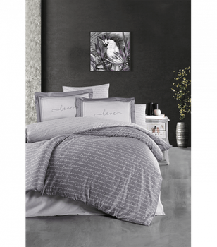 Комплект постільної білизни Satin Cotton First Choice - First Choice - S-521 LOVE - Полуторний - Сірий