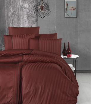 Комплект постельного белья Deluxe Satin Dark Series First Choice - First Choice - DLX-226 MODALİFE CİNNAMON - Евро - Красный