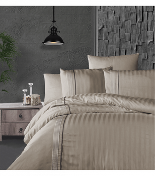 Комплект постельного белья Deluxe Satin First Choice - First Choice - DLX-213 MODALİFE CAPPUCCİNO - Евро - Бежевый