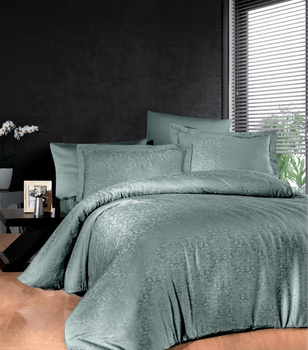 Комплект постельного белья Jacquard Satin Dark Series First Choice - First Choice - JS-122 Misra Moonmist - Евро - Светло-зеленый
