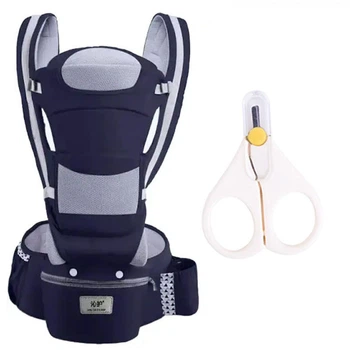 Хипсит, Эрго-рюкзак, кенгуру переноска Baby Carrier 6 в 1 Темно-Синий и маникюрные ножницы белые v-11911