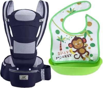 Хіпсит ерго-рюкзак кенгуру перенесення слинявчик-трансформер Baby Carrier 20 кг 6 в 1 Темно-синій (vol-9860)