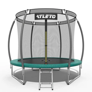 Батут уличный детский Atleto 252 см с внутренней сеткой и лесенкой до 100 кг Зеленый (134-76-21000803)