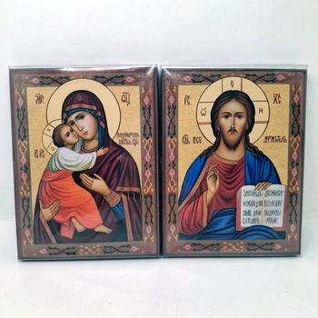 Пара венчальная с Владимирской иконой Божией Матери, размер 15,5x11,5 см