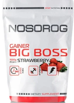 Високовуглеводний гейнер Nosorog Gainer BIG BOSS 1,5 кг полуниця