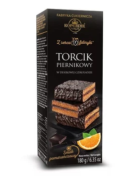Перниковий тортик торунський KOPERNIK у темному шоколаді з апельсиновою начинкою пряникове тістечко Torcik Piernikowy 180 г