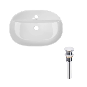 Комплект Qtap Scorpio: раковина накладная овальная 610x400x120 мм White + донный клапан PU02 QTAP QT14112203WN47315