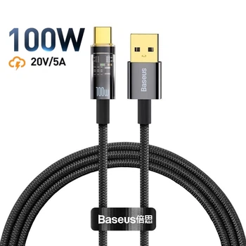 Кабель Type-C на USB Baseus Explorer Series Auto Power-Off Charging Data Cable (1m, 100W, 6A, 480 Mbps). Black