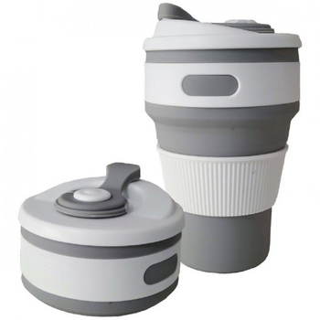 Склянка складна силіконова Collapsible Coffee Cup чашка 350мл сірий
