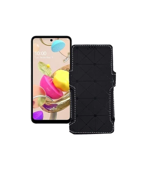 Чохол-книжка з екошкіри для телефону LG K42 Чорний ромб