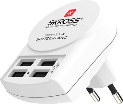 Мережевий зарядний пристрій Skross USB Charger 4x Type A 4.8 A White (1.302422)