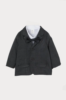 Комплект (сорочка, піджак, метелик) H&M 74см сіро чорний клітина 24047920260