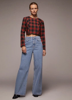 Блуза Zara XS червоно чорний клітинка 9006170065