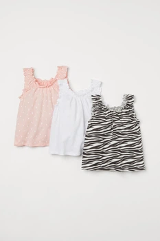 Майка (3шт) H&M 92см розовый, черный, белый 2606940992