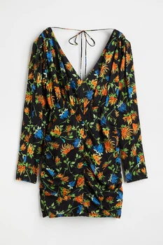 Платье H&M S черно оранжевый 24061071967