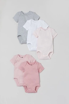 Боди (5шт) H&M 98см пудровый, серый 907588184