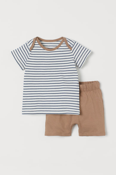 Костюм (футболка, шорты) H&M 68см бело коричневый 2606777867