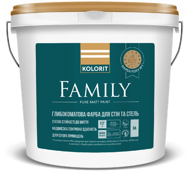 Фарба інтер'єрна глибокоматова Kolorit Family Біла 0,9л