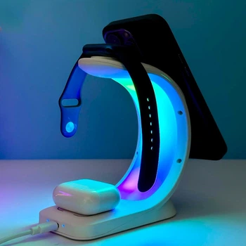 Беспроводное зарядное устройство T17 Magnetic 3in1 RGB Light белый