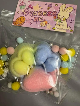 Антистрес Сквіші Squishies Таба лапка велика пухнаста 11 см різнокольорова