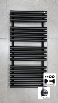 Рушникосушка комбінована Terma Rolo Towel 1085x520 Black mat, з теном MOA вентиль Integra