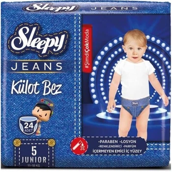 Органические подгузники -трусики с бамбуковым волокном 5 размер Sleepy Jeans Junior (11-18кг) 24 шт